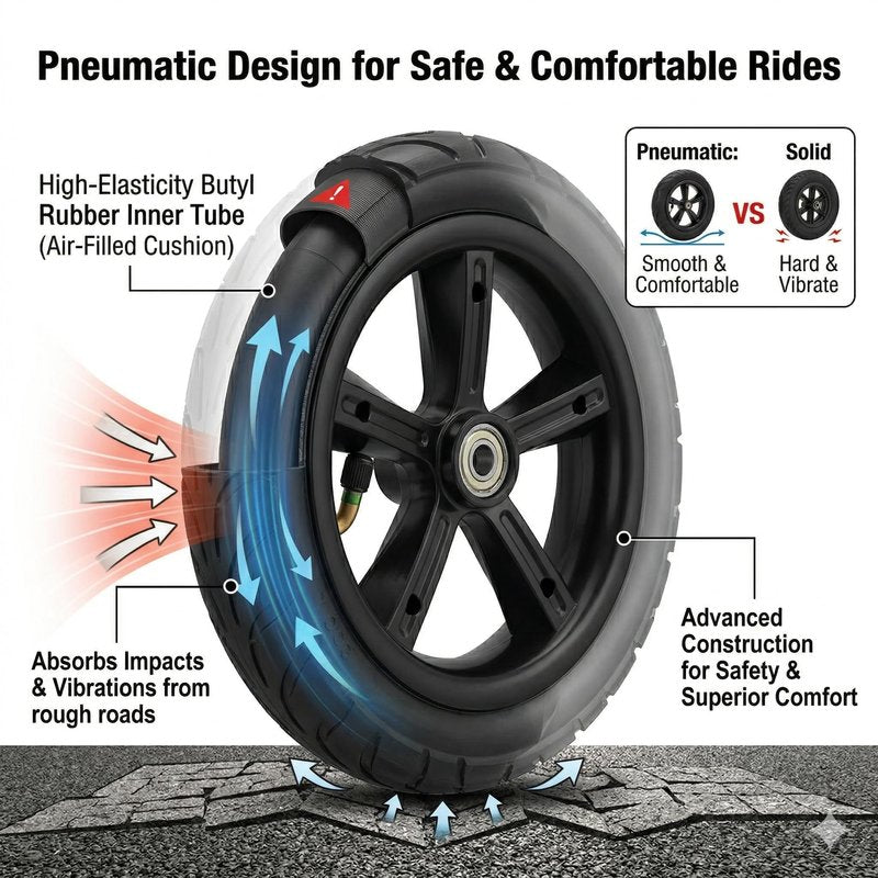 8 Inch Electric Scooter Tire and Wheel Set, 200x45 Pneumatic Tire with Inner Tube and 8mm Bearing, Replacement Wheel for Compatible Scooters（NOT for 10mm Axles）