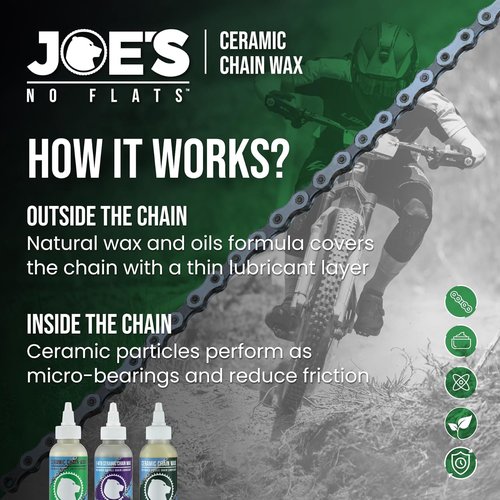 Joe's No Flats eMTB Chain Wax - Bio-Based Ceramic Formula for Electric Mountain Bikes - 4.2oz