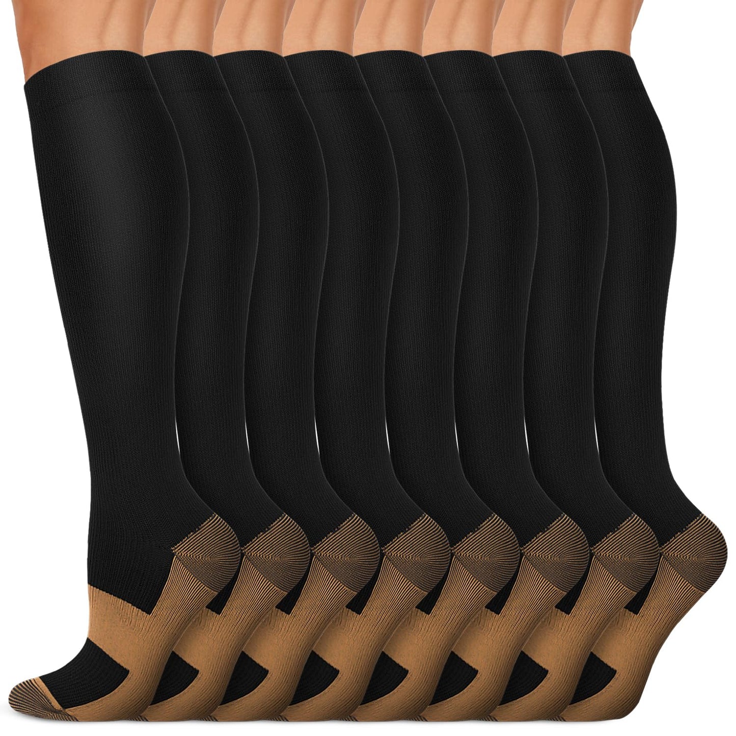 Iseasoo Copper Compression Socks (15-20 mmHg) for Men & Women - Running, Hiking, Cycling, Travel - Improves Circulation（S/M）