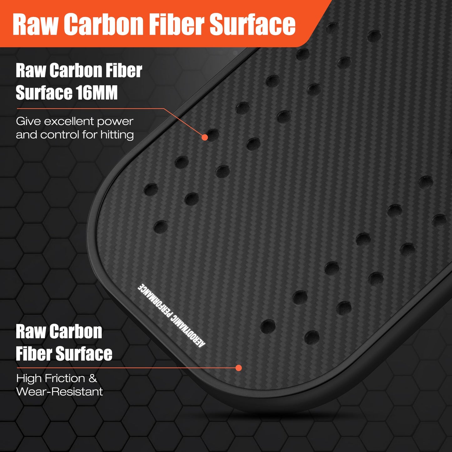 Pickleball Paddle, 3K Raw Carbon Fiber Surface Pickleball Racket with Holes, Strong Spin and Power, Lightweight, Designed for Swing Speed and Maneuverability