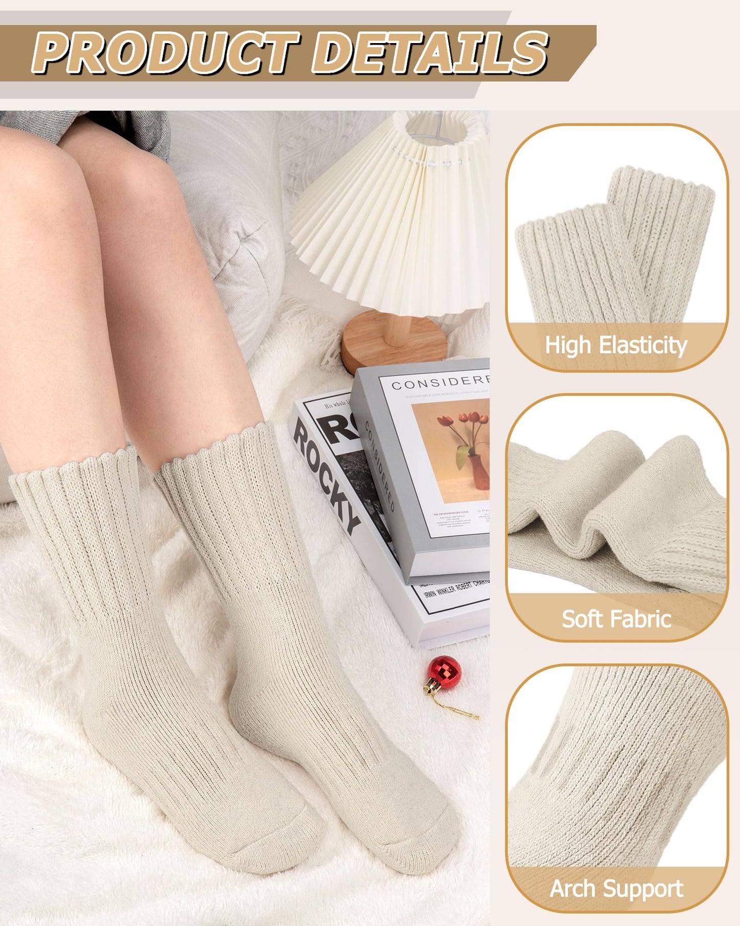 Senker Fashion Boot Socks for Women, Thick Wool Winter Warm Thermal Sock for Hiking Christmas Stockings Stuffers Gifts
