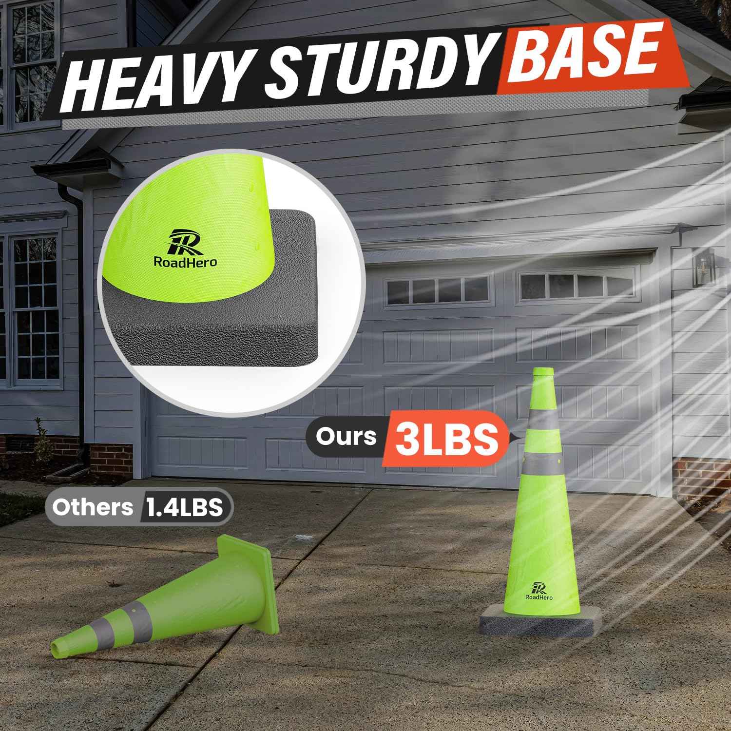 28 Inch Collapsible Traffic Safety Cones - Weighted Base & Reflective Collars, 4 Pack