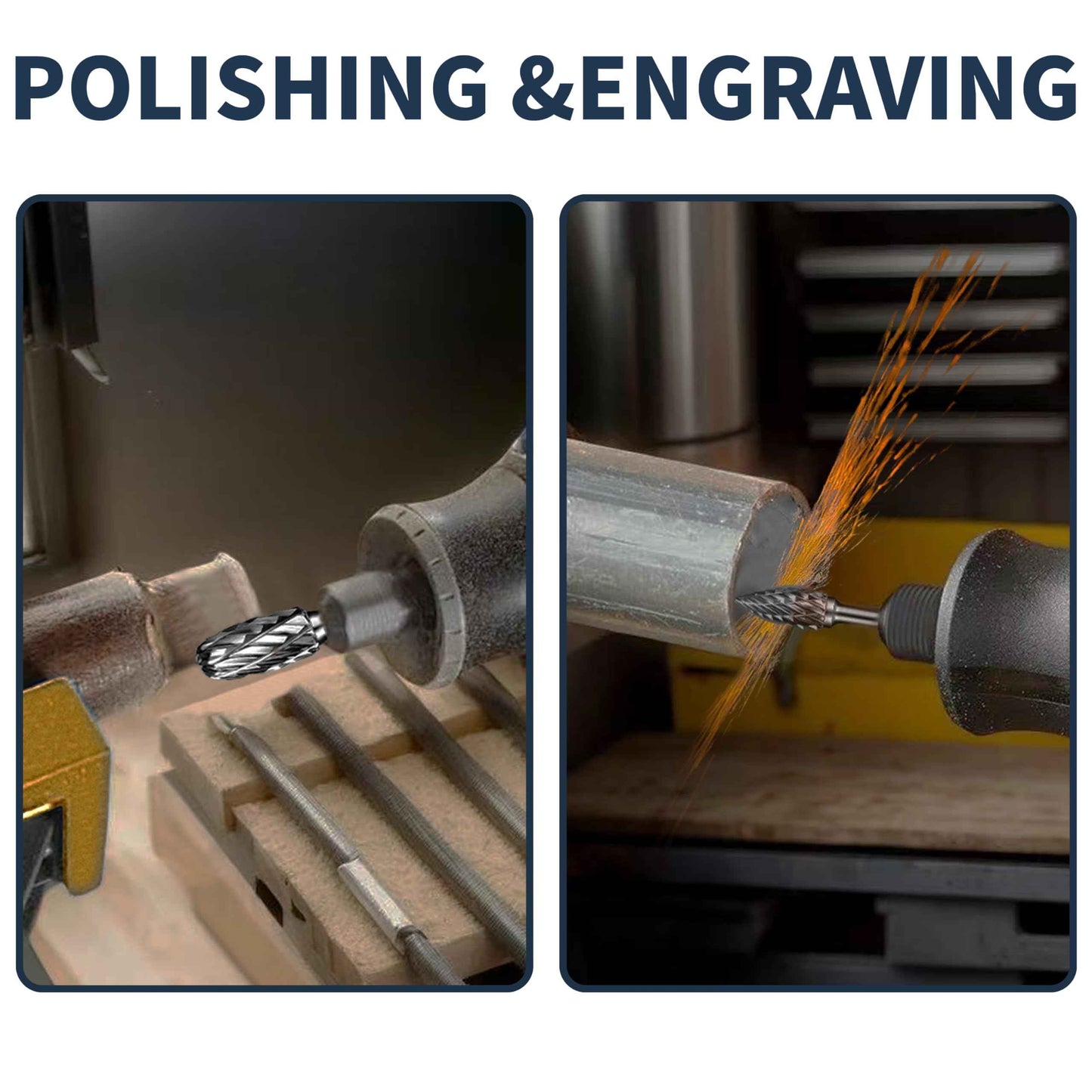 20 Pcs Double Cut Carbide Rotary Burr Set 1/8" Shank Compatible with Dremel for Metal Glass Woodworking, Drilling, Carving, Engraving, Polishing Cutting with 2 Collets