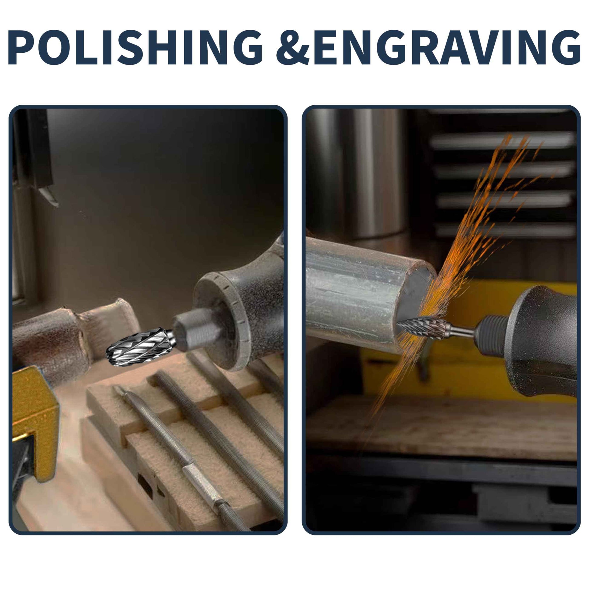 20 Pcs Double Cut Carbide Rotary Burr Set 1/8" Shank Compatible with Dremel for Metal Glass Woodworking, Drilling, Carving, Engraving, Polishing Cutting with 2 Collets