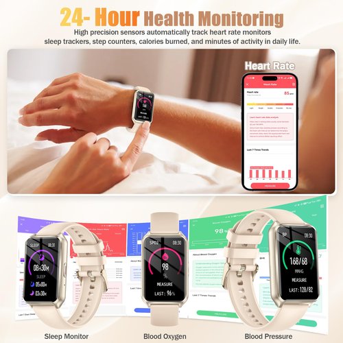 Health Fitness Tracker Watch for Women Men, IP68 Waterproof Activity Tracker with Calorie and Sleep Monitor, 110+ Sports Modes Pedometer Smart Watch，Step Counter Compatible with iPhone Android (Gold)