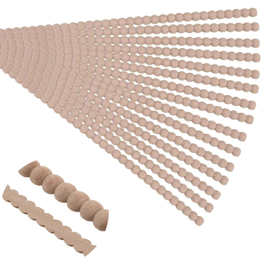 Soengsau 15-Pack 15.75" Unfinished Wood Beaded Trim - Easy to Paint, Cute Decorative Molding DIY Craft for Furniture Frame, Mirror Edge, Wall, Door, Closet, Dresser, Shelf