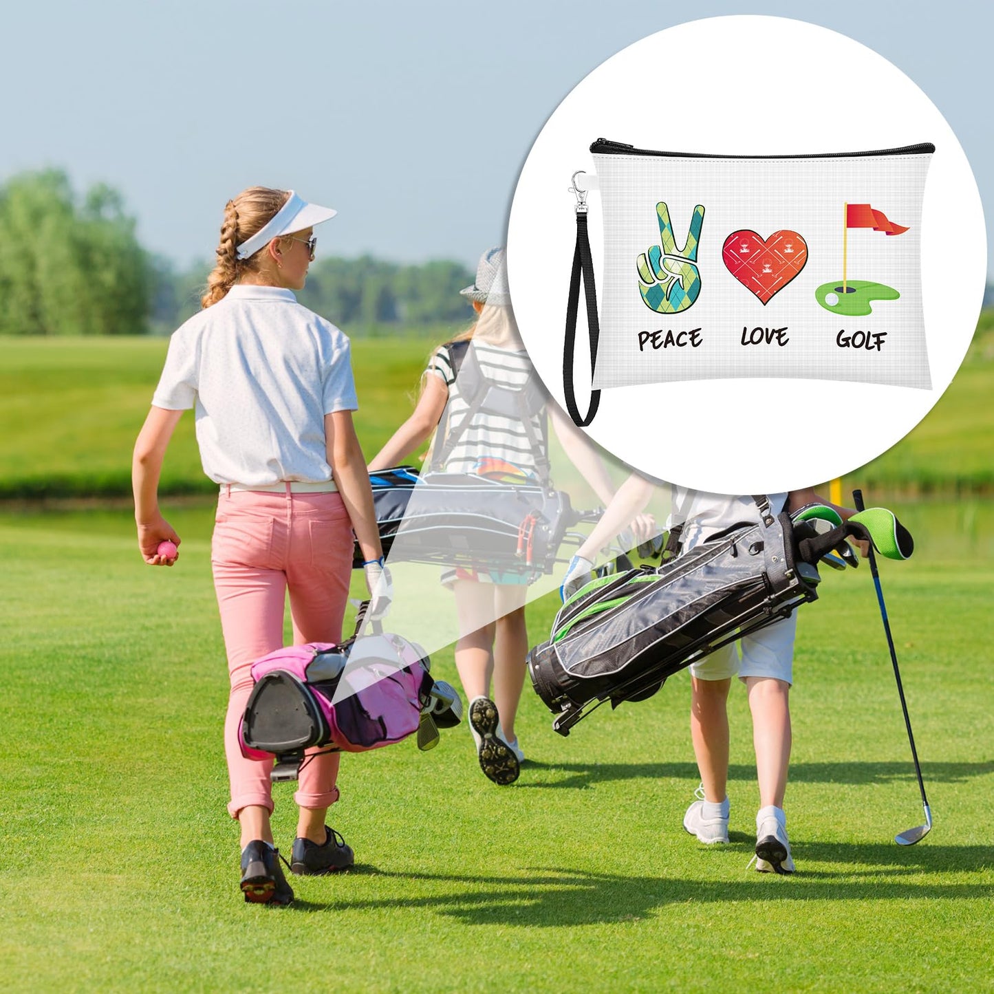 Kacctyen 4 Pcs Golf Gifts for Women Golfer Cosmetic Makeup Bags Golf Player Gifts Inspirational Golfing Pouch Zipper Travel Bag Portable Wristlet Wallet Accessories for Golfing Lover Player, 4 Styles