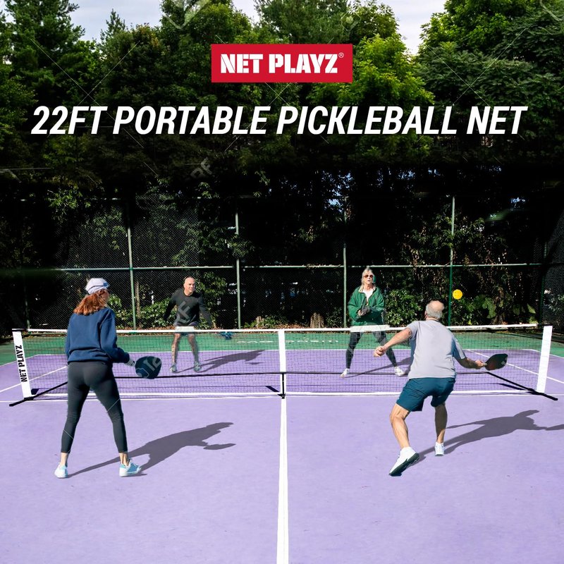 Pickleball Net, Portable Easy Setup 22ft Regulation Size for Outdoor Backyard Home Driveway | Steady Metal Frame Strong PE Net