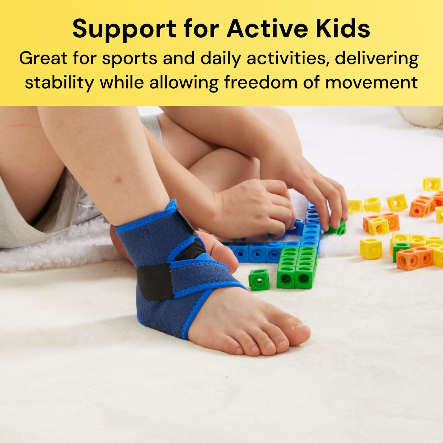 BraceUP Kids Ankle Brace – Youth Sports Support for Boys & Girls, Adjustable Foot Stabilizer for Sprains, Injuries & Active Play for Daily Wear (S 4'1"-4'11" ft)