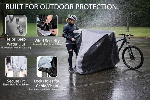 Bike Cover - Skiennix Waterproof Outdoor Protection | Heavy Duty 420D Ripstop | Fits Bikes Up to 29 in