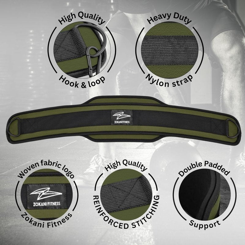 Hold weights up to 800lbs Zokani Dip Belt with Chain for Heavy Weightlifting Exercises ,Squats, deadlifts, pull Up Weight Belt, Dipping Belt, Men and Women Training Strength Dip Weightlifting Belt (Army green)