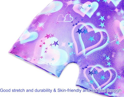 Domusgo Gymnastics Leotards - Sparkly One-Piece Unitard for Girls | Pro Kids Biketard with Shorts