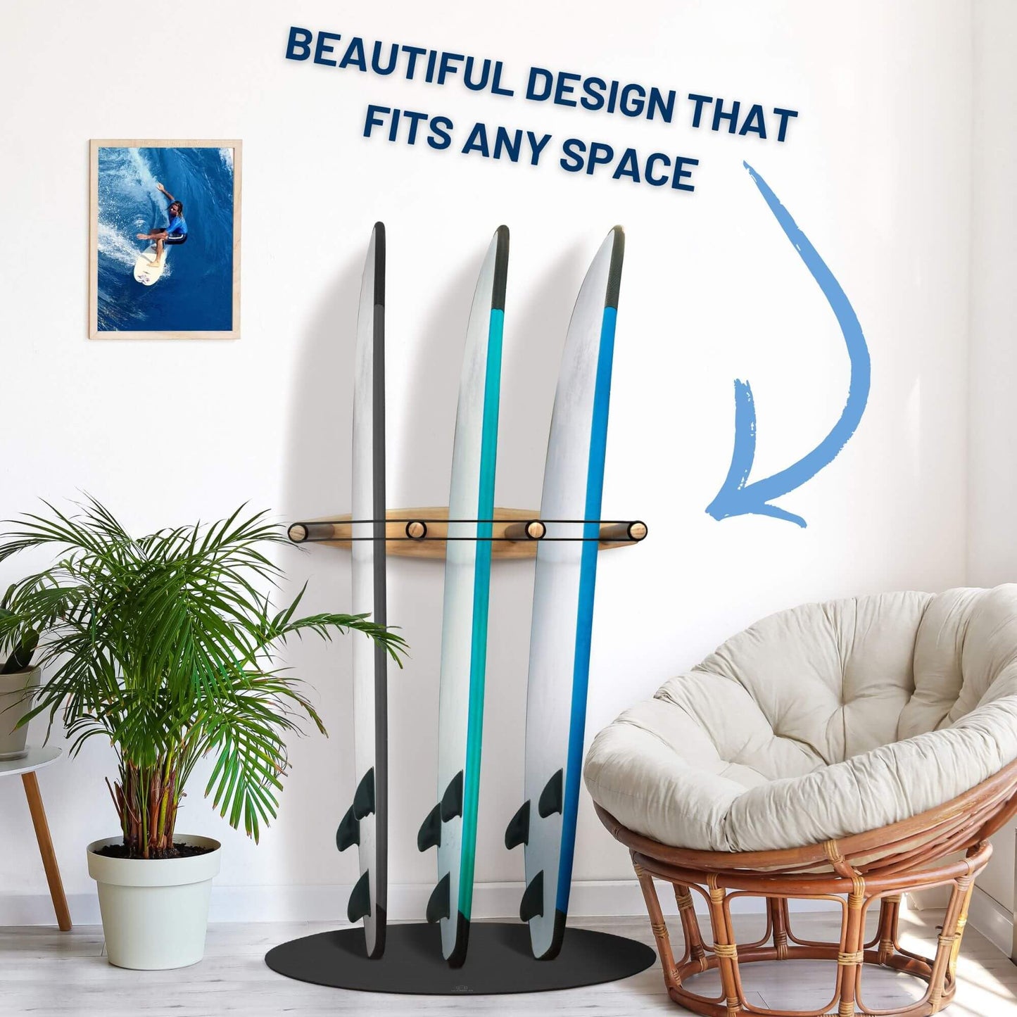 Hang 11 Vertical Surfboard Rack - Surf Racks for Wall (4 arms / 3-4 boards)