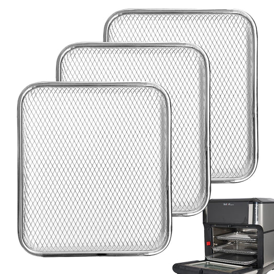 Kispog 3-Pack Cooking Crisper Trays: Mesh Stainless Steel Replacement Trays Fit Instant Pot Air Fryer Oven 10QT - Max Airflow - BPA-Free - Teflon-Free - 2025