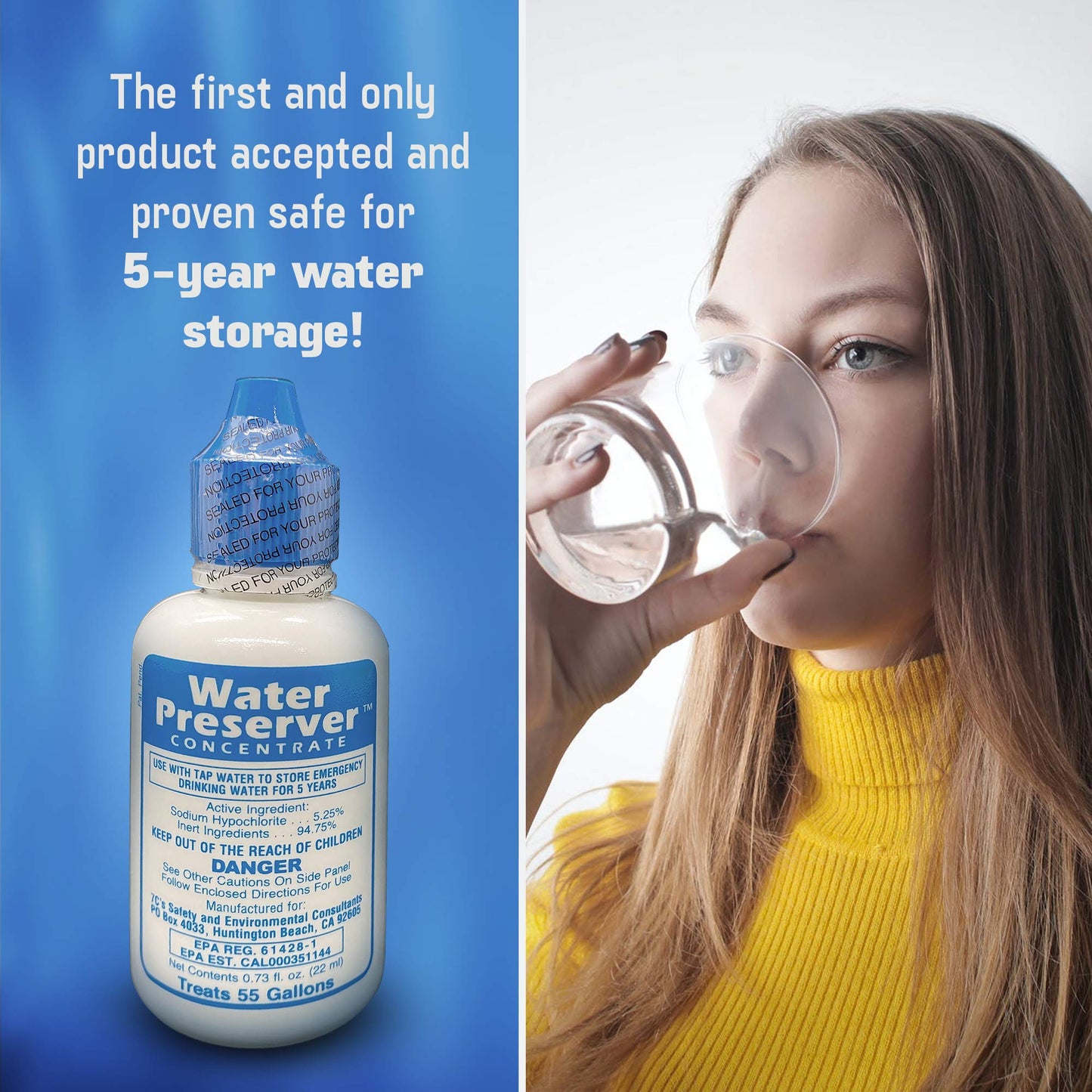 HGFLMR Water Preserver Concentrate for 55 Gallon, 5-Year Emergency Drinking Water Treatment and Storage Drops