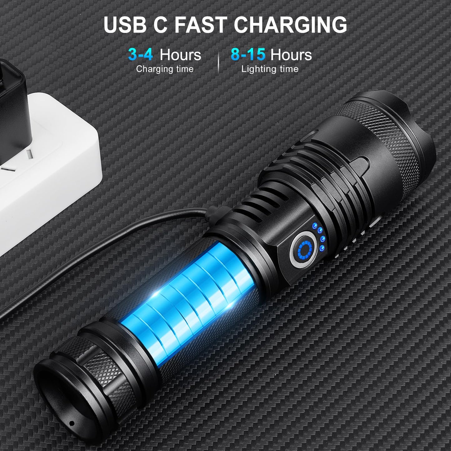 Alicegirl Rechargeable Flashlights 99000 High Lumens 2 Pack, Led Super Bright Flashlight with 5 Modes & IPX7 Waterproof, 15H Running Time, High Powered Flash Light for Home Camping Home Emergencies