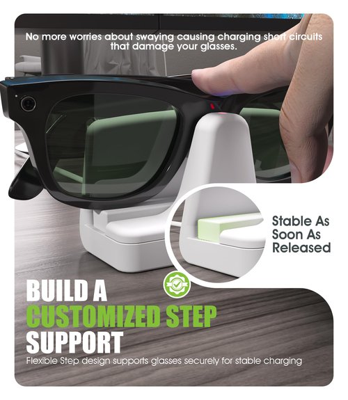 Seltureone Charging Dock Compatible with Ray-Ban Meta Wayfarer, Skyler, Headliner Smart Glasses with 3.28FT Type-C Charging Cable for Ray-Ban Meta Gen 2 Charger Accessories