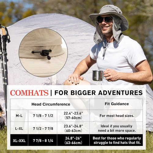 Comhats Waterproof Golf Sun Hat - Oversized XL/XXL with UPF50+ Neck Flap Protection | Packable Design