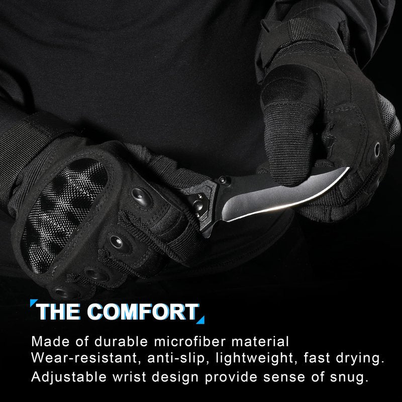 WTACTFUL Touchscreen Motorcycle Tactical Gloves for Men for Airsoft Paintball Cycling Motorbike MTB Bike ATV Hunting Hiking Riding Work Outdoor Sport Work Gloves Black Large