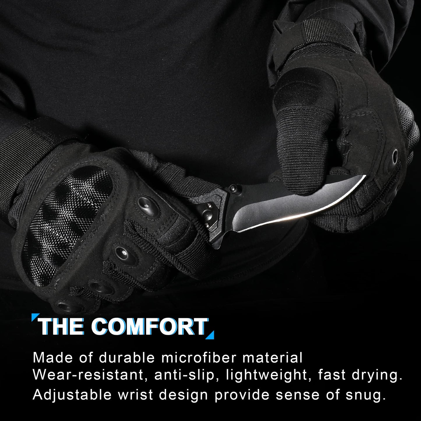 WTACTFUL Touchscreen Motorcycle Tactical Gloves for Men for Airsoft Paintball Cycling Motorbike MTB Bike ATV Hunting Hiking Riding Work Outdoor Sport Work Gloves Black Large
