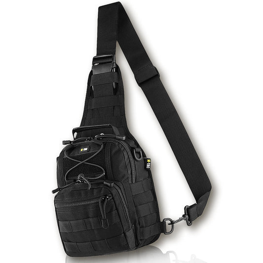 M-Tac Tactical Crossbody Black Sling Bag for Men – Military Backpack EDC Chest Bag with Fastex Buckle (Fastex Black)
