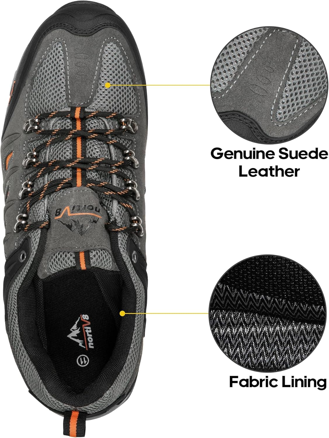 NORTIV 8 Men's Waterproof Leather Hiking Shoes - Low-Top Design for Outdoor Trails & Camping