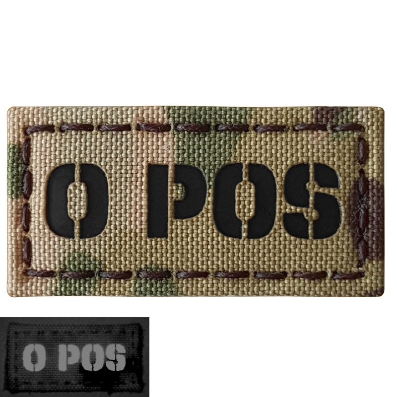 mult1cam O POS Blood Type 1x2 Infrared IR Tactical Morale Hook Patch