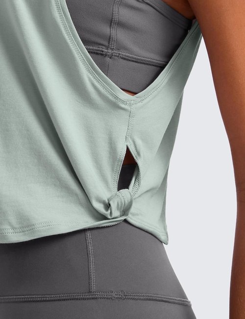 CRZ YOGA Pima Cotton Tank Top for Women - Loose Crop Sleeveless Workout Shirt | Athletic Gym Wear