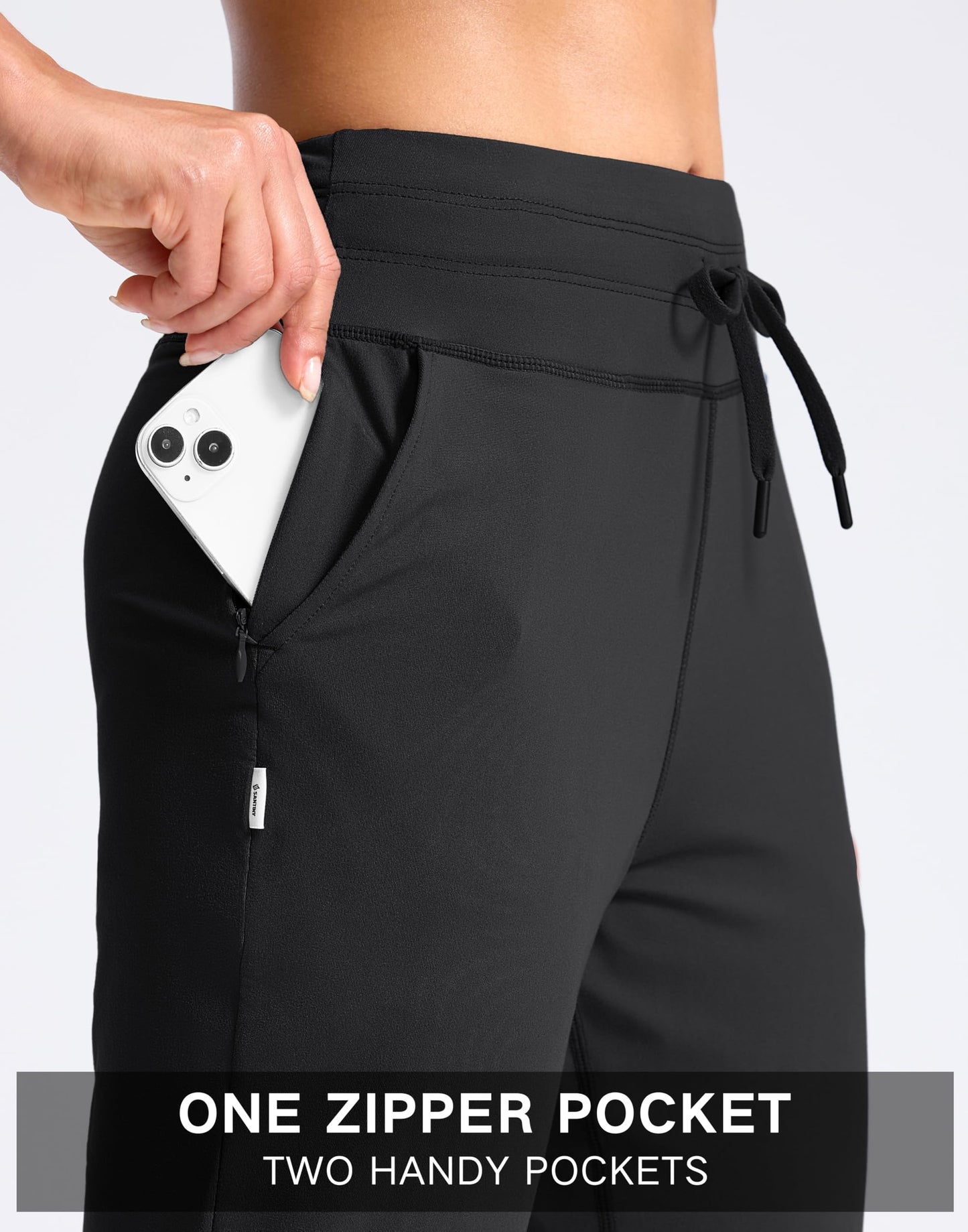 SANTINY Women's Sweatpants Joggers with Pockets Soft Stretch High Waisted Sweat Pants Lounge Running Athletic Workout Jogging (Black_L)