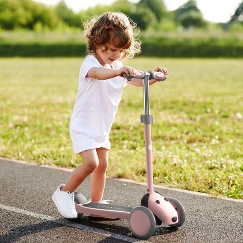 MOUNTALK 3 Wheel Scooters for Kids Age 3-5/5-8 Years Old, Kick Scooter for Boys and Girls with Light Up Wheels, Mini Scooter for Children(Pink)