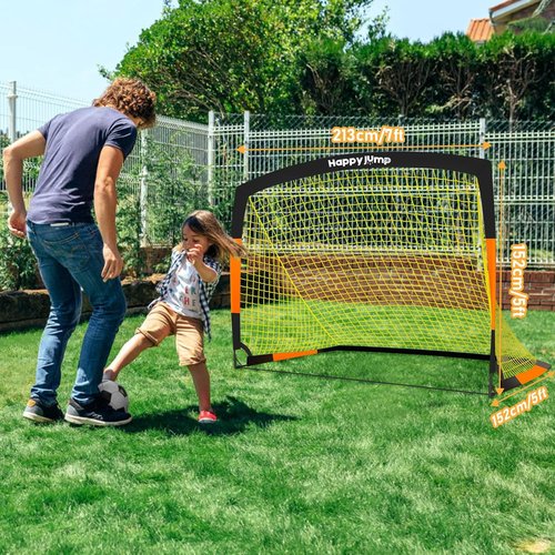 Happy Jump Soccer Goal - Adjustable Sizes 7'x5' to 3'x2.2' | Perfect Backyard Net for Kids