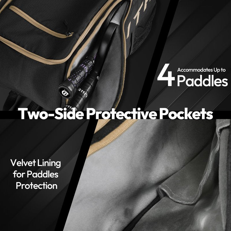 A11N SPORTS Tournament Pickleball Backpack, Large Capacity Pickleball Bag Holds 4+ Paddles & Accessories - Separate Shoes Compartment, with Fence Hook, ID Tag