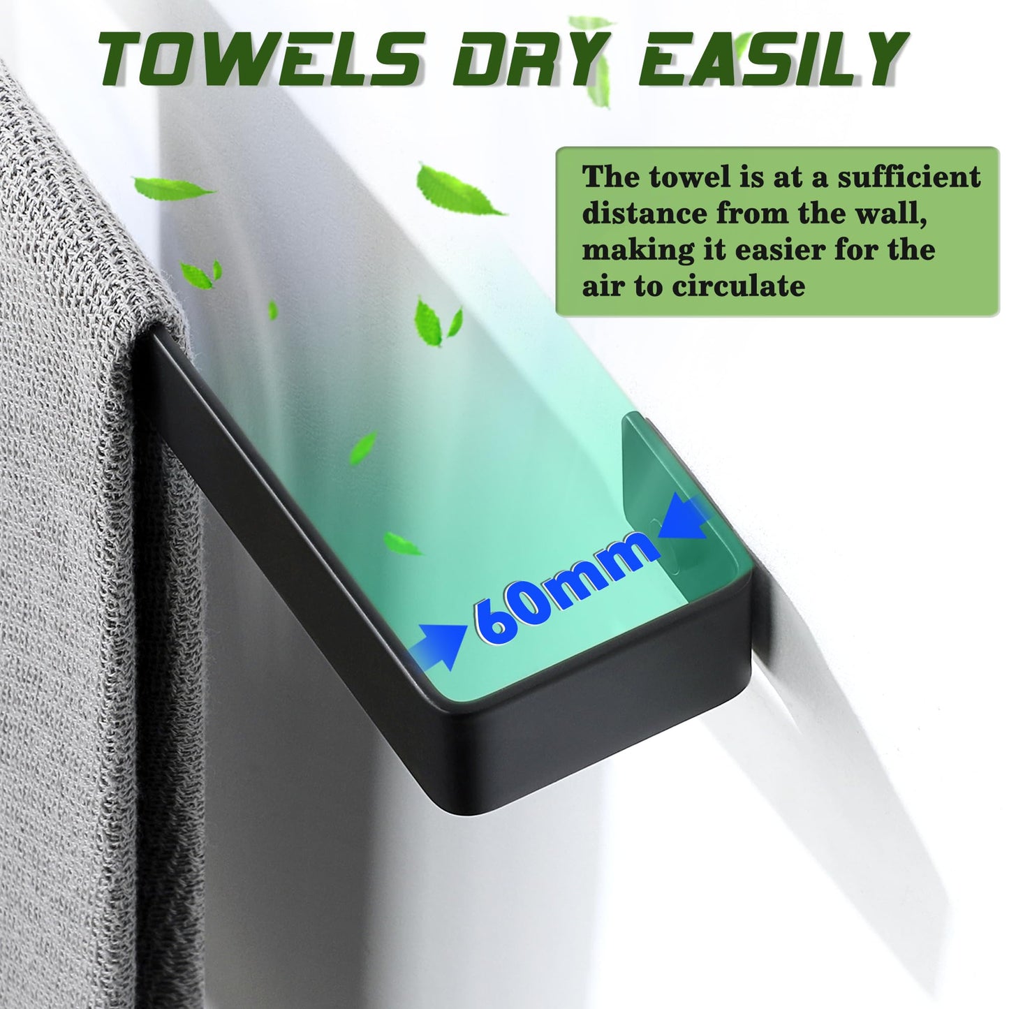 Alise Hand Towel Holder Black Towel Bar for Bathroom Wall Mount,SUS304 Stainless Steel Towel Rack for Bathroom and Lavatory,Kitchen,8'' Bath Towel Hanger Towel Rail