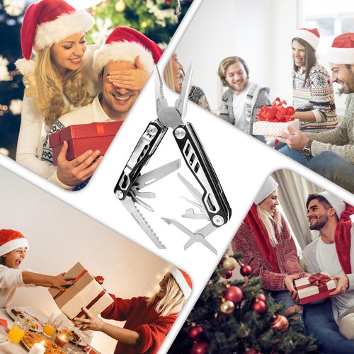 Gifts for Men, KUPERIA Multitool Needle Nose Pliers, 16-in-1 Stainless Steel Multi Tool Pocket Knife, Cool Gadgets, Survival Knife with EDC Pouch Used as Bottle Opener, Screwdriver, saw etc