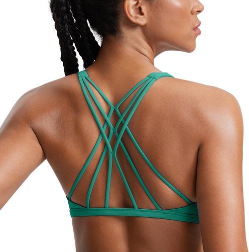CRZ YOGA Criss Cross Sports Bra - Wireless Medium Support Gym Cami for Yoga & Workouts
