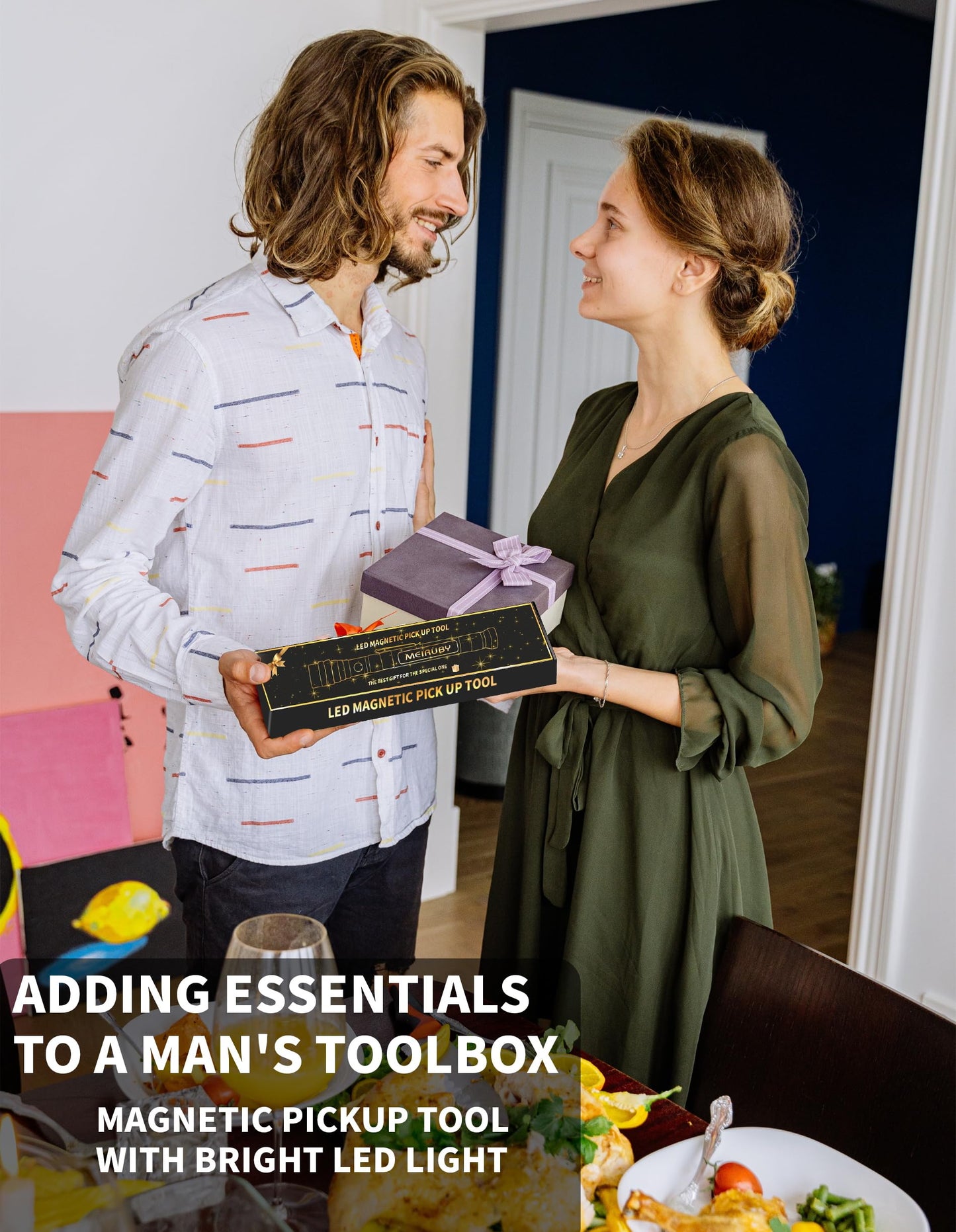 Magnetic Pickup Tool Gifts for Men, Stocking Stuffers for Men Adults, Telescoping Magnet Flashlight Christmas Birthday Gift for Dad, Mens, Him, Husband, Grandpa, Handyman