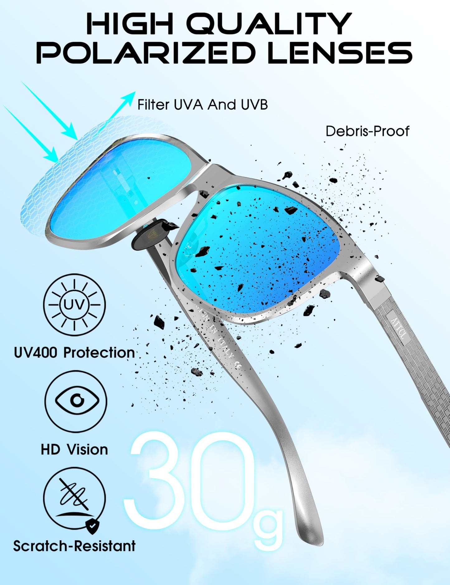 ATTCL Polarized Sunglasses Men for Driving: UV400 Protection Lightweight AL-MG Metal Rectangular Sun glasses Hiking Travel