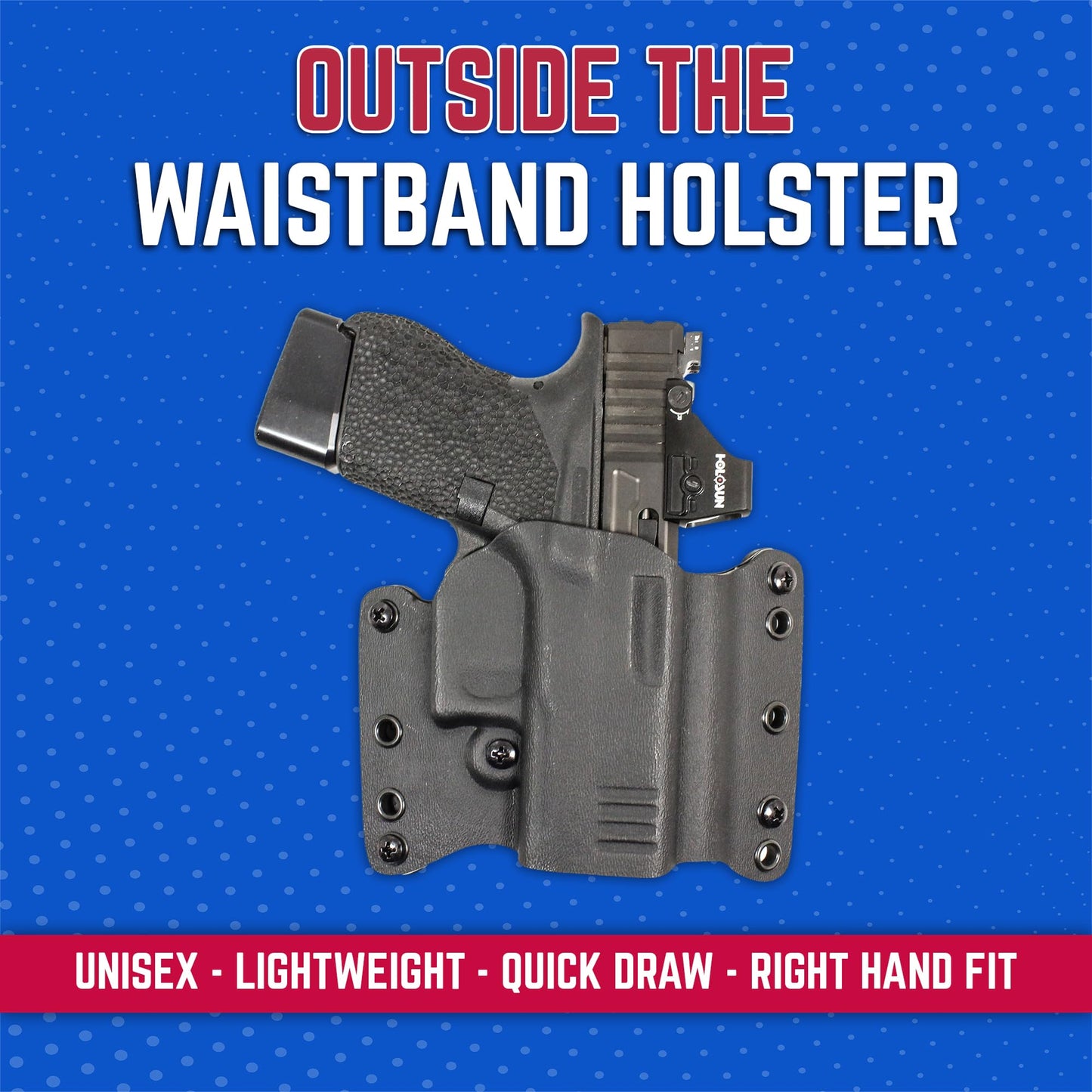DeSantis Raptor 2.0 OWB Holster - Lightweight Compact Holster OWB, Compatible with Glock 43, 43X, 43X MOS, 48, 48 MOS with or Without Red Dot Sight - Right Hand Draw, Black
