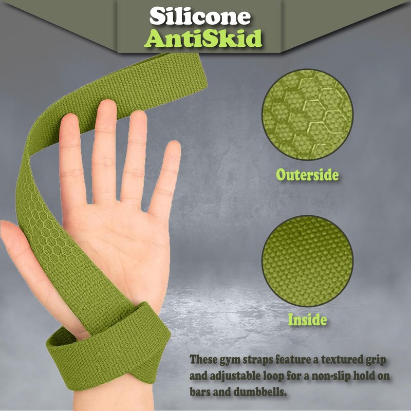 H&F Clicks Premium Lifting Straps, Deadlift Straps Gym, Neoprene Padded Heavy Duty Wrist Straps for Weightlifting, Deadlifting, Exercise, Workout & Strength Training - Gym Accessories For Women & Men. (Green)
