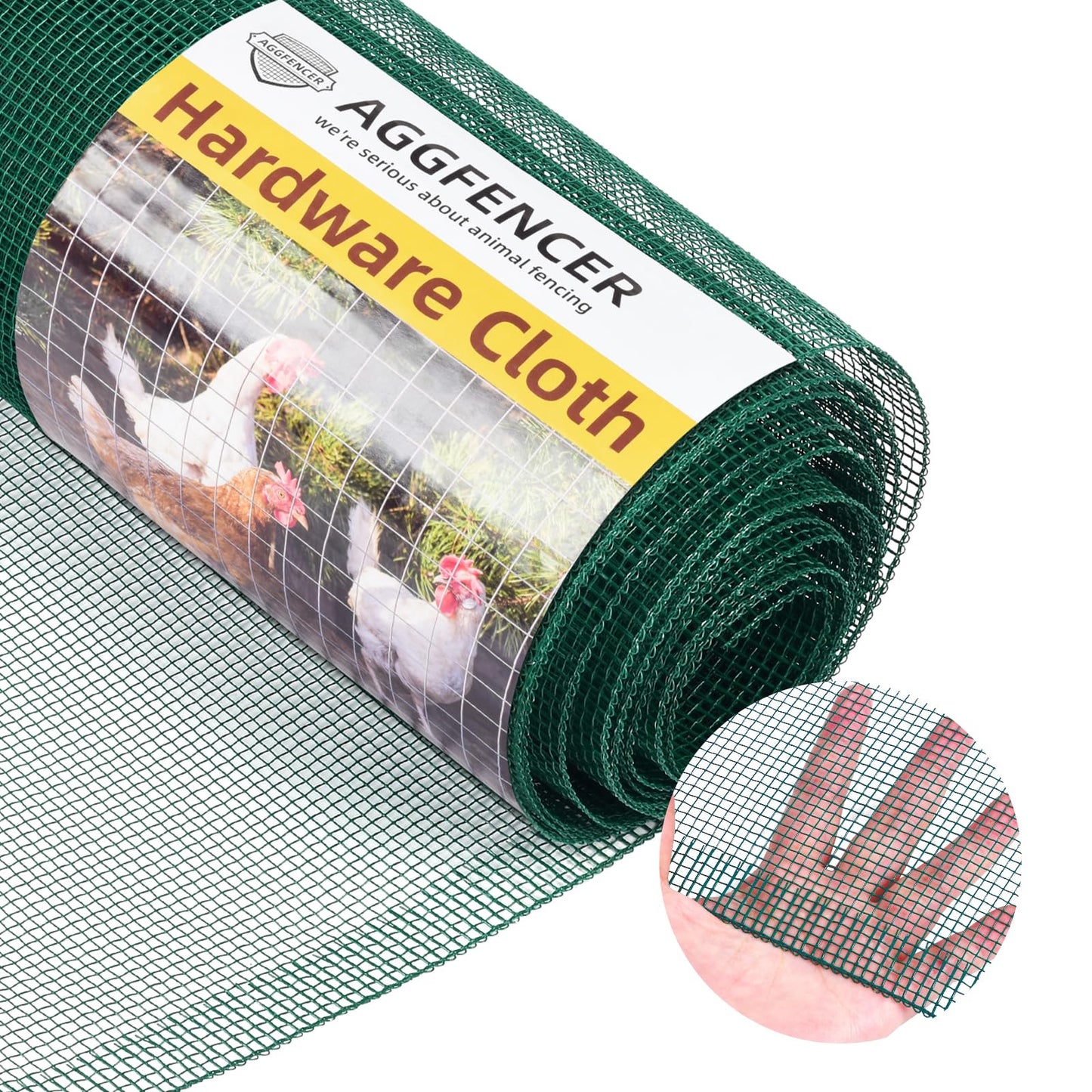 AggFencer 36in x 50ft Green Hardware Cloth 1/8 inch 27Ga PVC Coated Wire Mesh Vinyl Coated Galvanized Wire Mesh Screen Roll, Welded Metal Chicken Wire Fencing, for Garden Plant Fencing Bee Screen