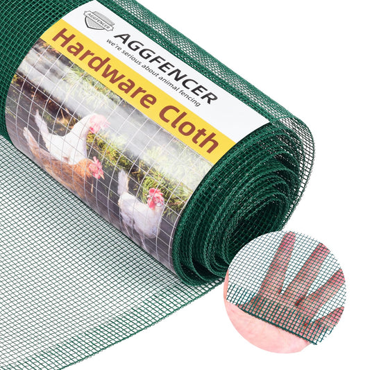 AggFencer 36in x 50ft Green Hardware Cloth 1/8 inch 27Ga PVC Coated Wire Mesh Vinyl Coated Galvanized Wire Mesh Screen Roll, Welded Metal Chicken Wire Fencing, for Garden Plant Fencing Bee Screen