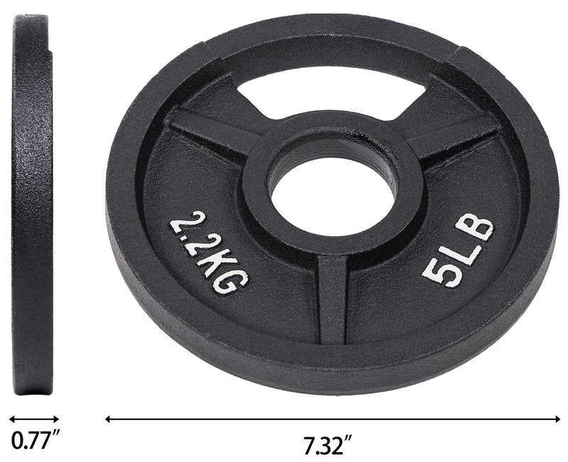 Signature Fitness Cast Iron Plate Weight Plate for Strength Training and Weightlifting, 1-Inch Center (Standard), 2.5LB (Set of 4)