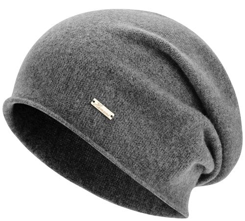 HAMUNI Wool Slouchy Beanie for Women,Soft Warm Beanies Hats- Lightweight & Breathable Skull Beanies Cap for Spring,Fall, Winter Charcoal Grey