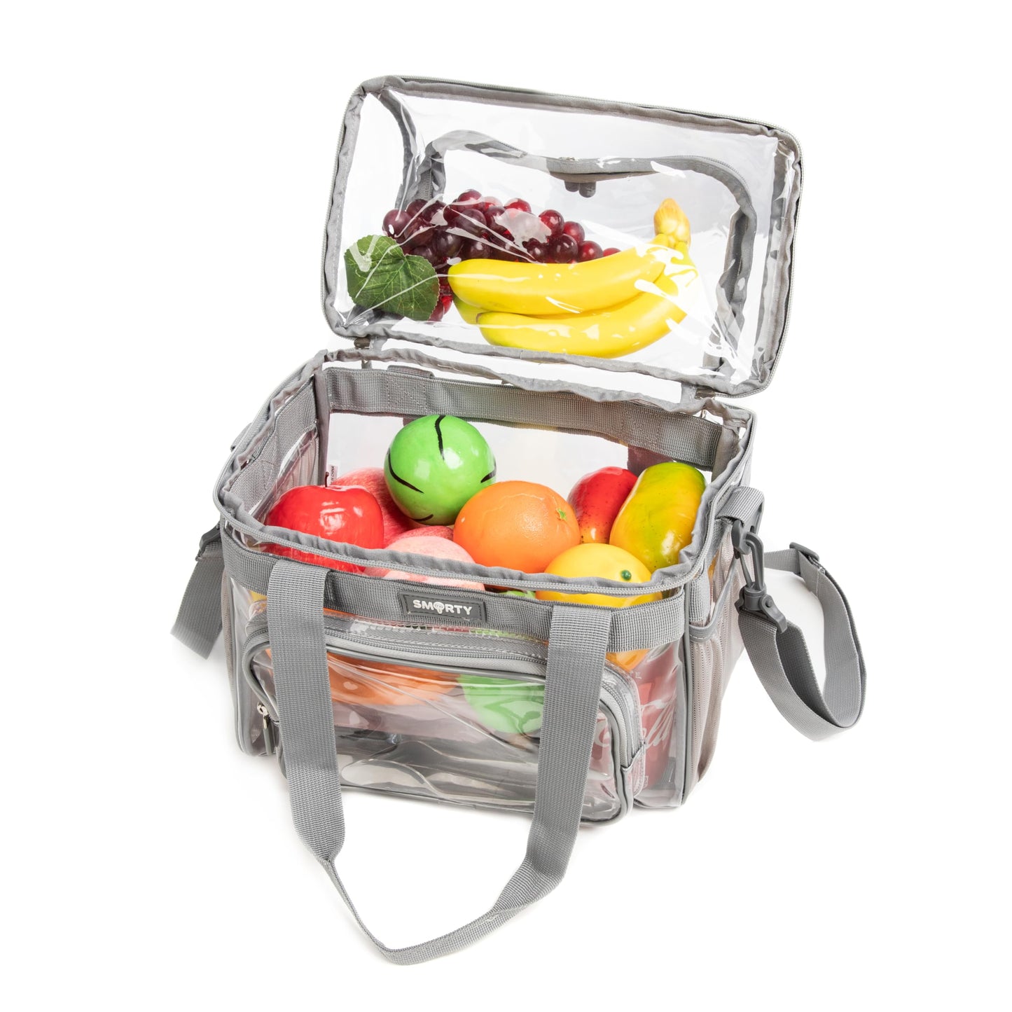 J.CARP Clear Lunch Tote Heavy Duty Stadium Bag Approved Durable Crossbody for Sports Events Concerts Work College (Small 10 x 9.5 x 6in, Grey)