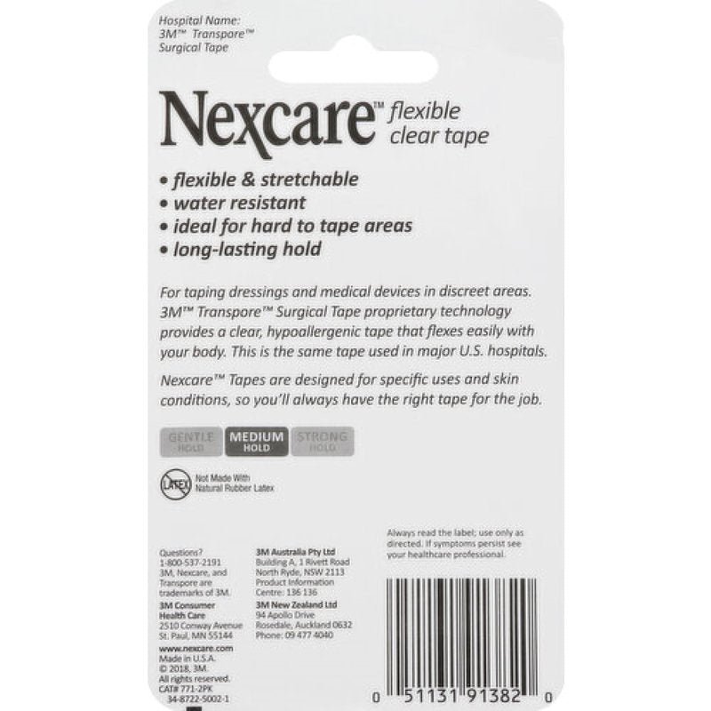 3M Nexcare Flex Clear First Aid Tape 1-Inch X 10-Yard, 2 Rolls Per Pack (4 Packs)