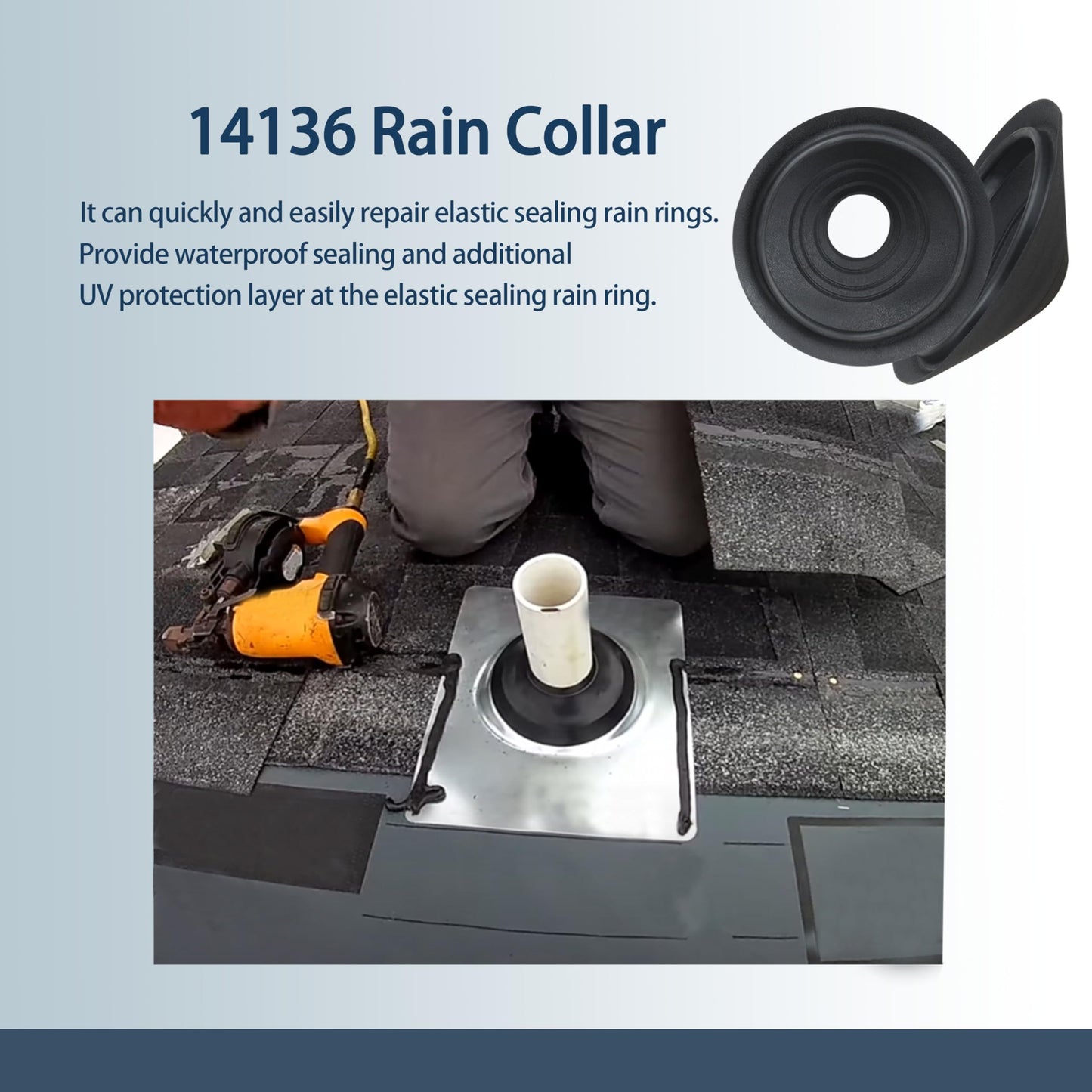 14136 Rain Collar 1.5"-3" No-Calk Roof Flashing for Roof Vent Boot (Pack of 2)