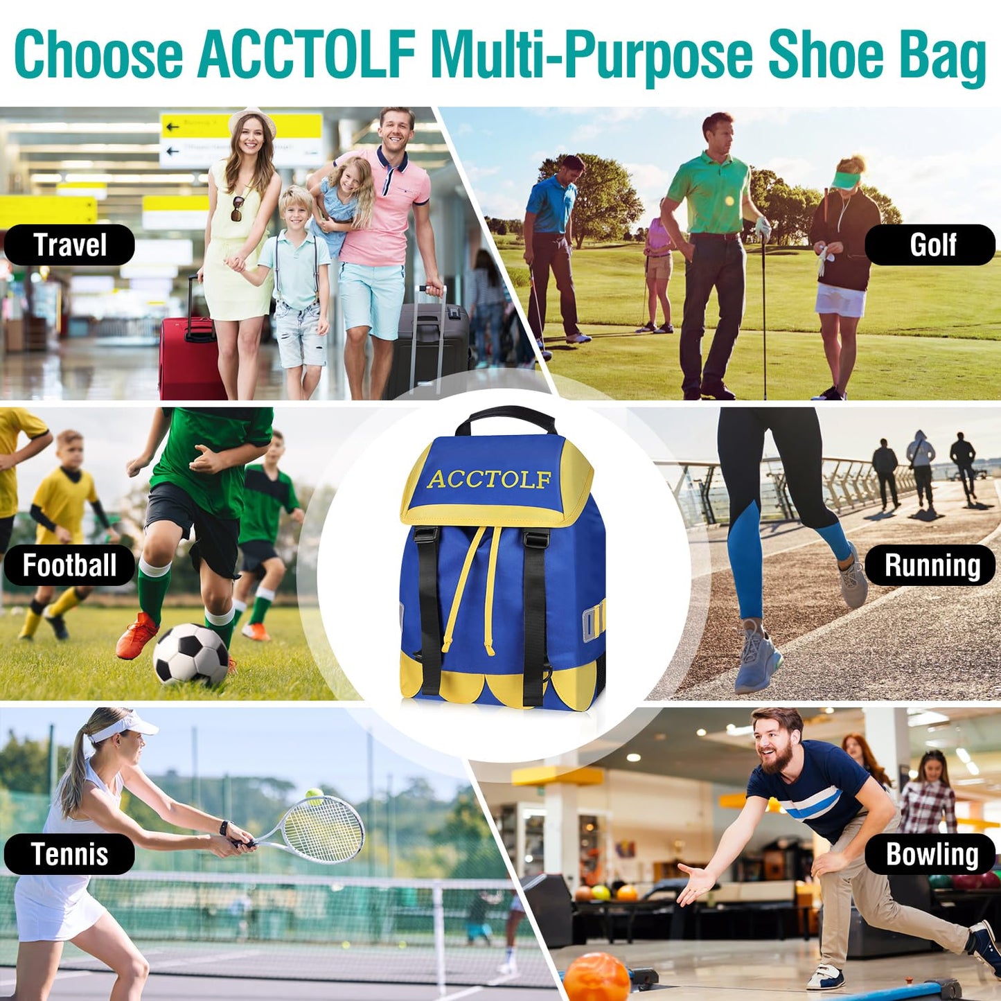Golf Shoe Bag, Shoe Bag for Men, Large Outdoor Shoe Carrier Bags with Handle for Multiple Sport Golf Shoes