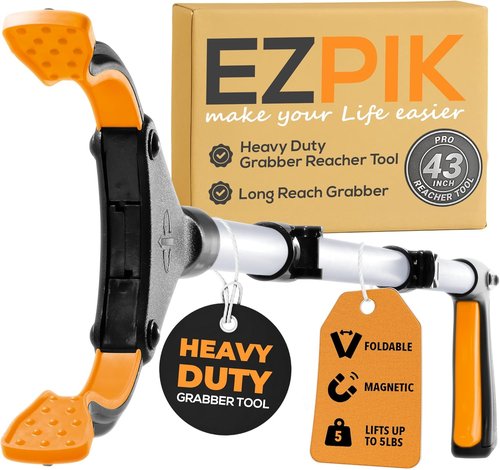 EZPIK Pro 43" Foldable Grabber Reacher Tool - Heavy-Duty Pickup Tool for Seniors | Claw Grabber Stick for Easy Reaching