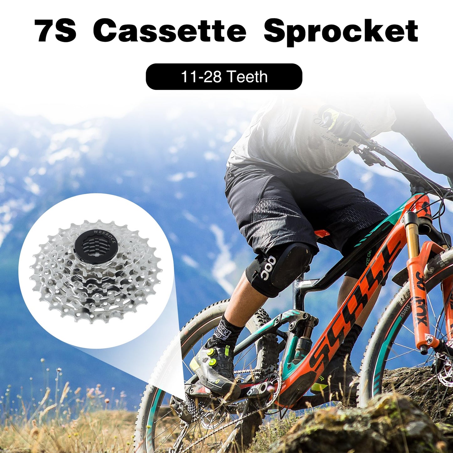 WEEROCK Bike Cassette Sprocket 7 Speeds 11-28T Bicycle Cassette for Mountain Bike MTB Cycling Replacement Part