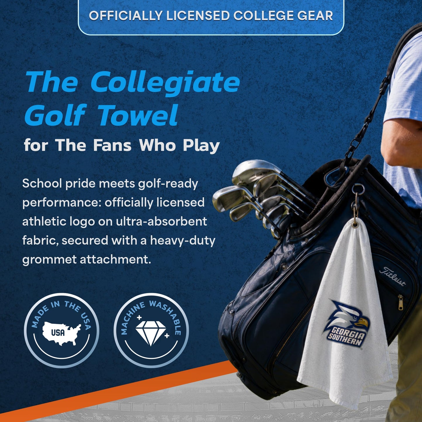 Sport Your Gear Furman Paladins Golf Bag Towel - Officially Licensed - Athletic Logo - Ultra-Absorbent, Grommet Attachment, Keeps Clubs & Hands Dry